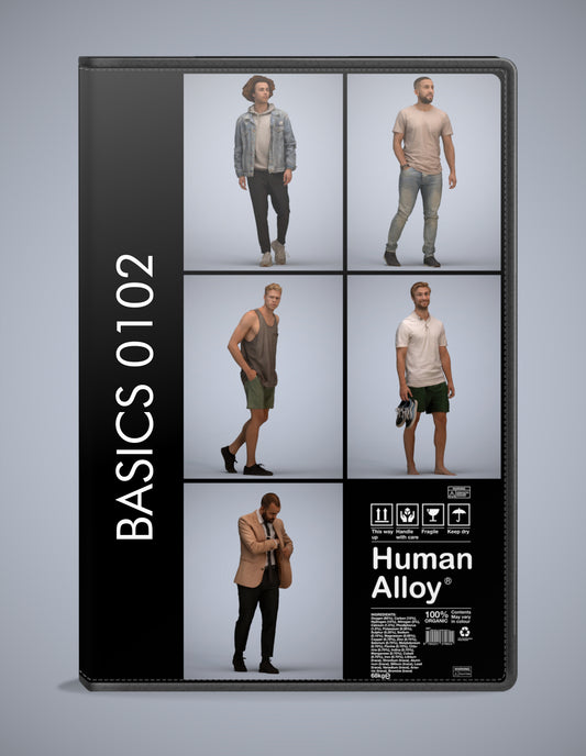 photogrammetry 3D people walking collection, 5 realistic human models archviz FBX