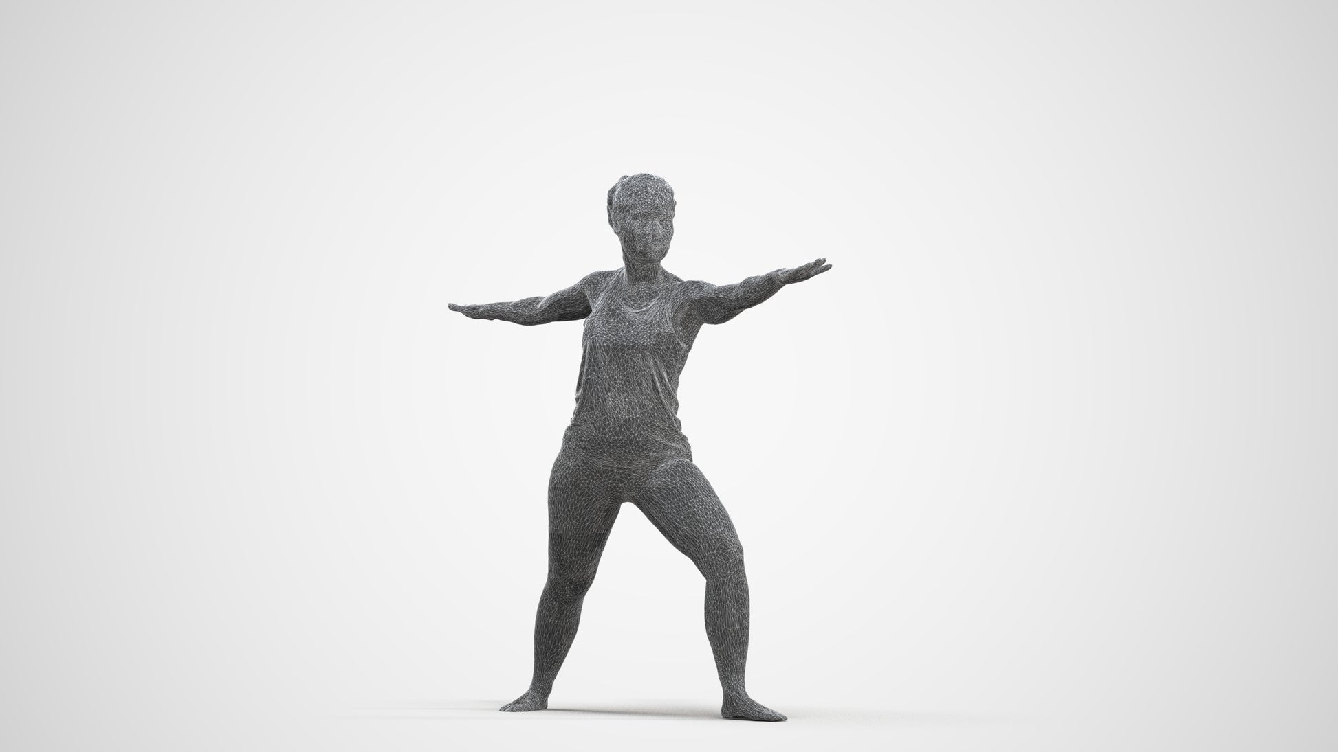 realistic 3D woman sport, scanned archviz people for Blender and 3ds Max, three-quarter front view render