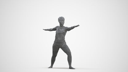 realistic 3D woman sport, scanned archviz people for Blender and 3ds Max, three-quarter front view render