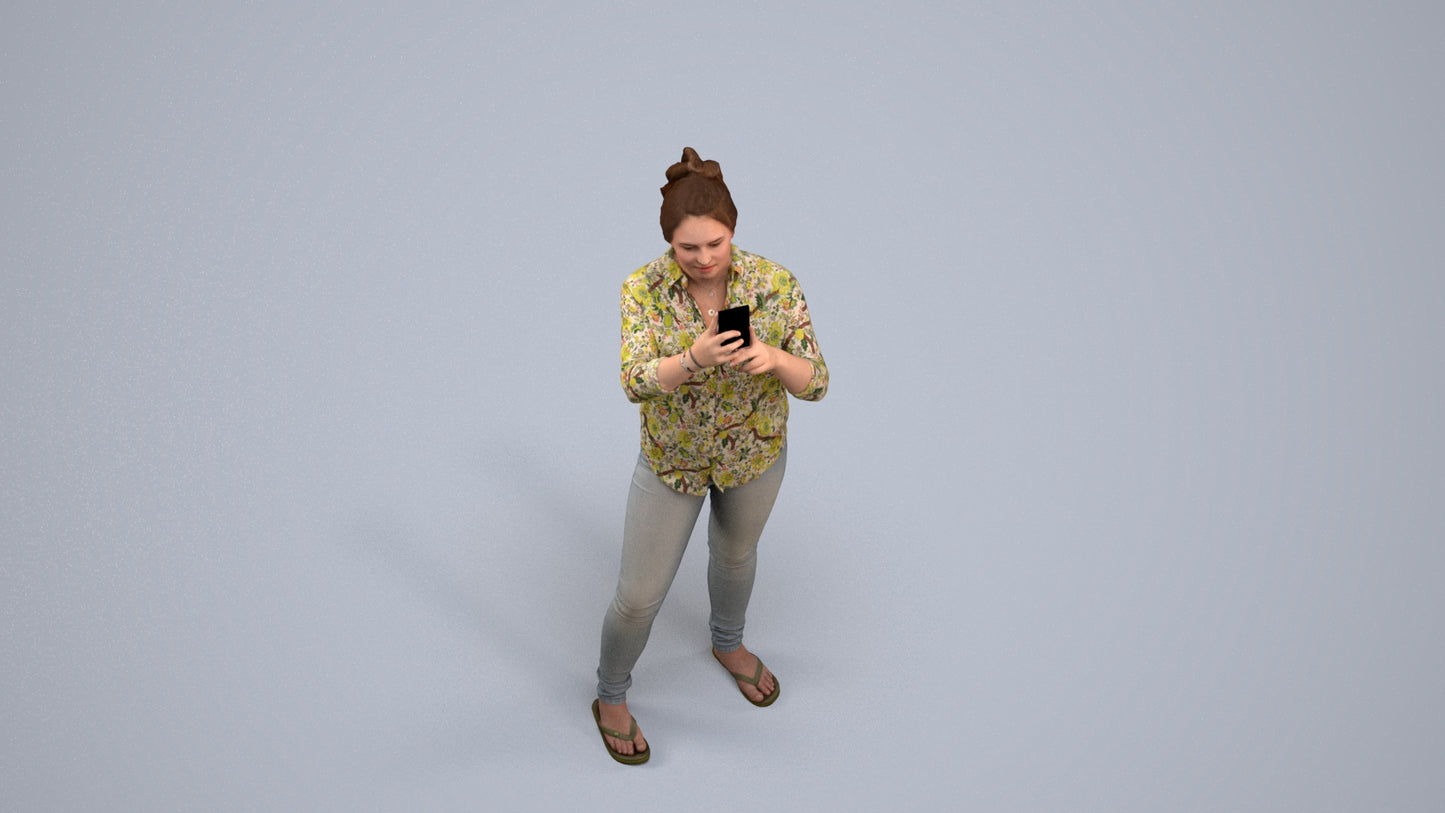 3D people model man casual standing, scanned human for 3ds Max rendering, back view render