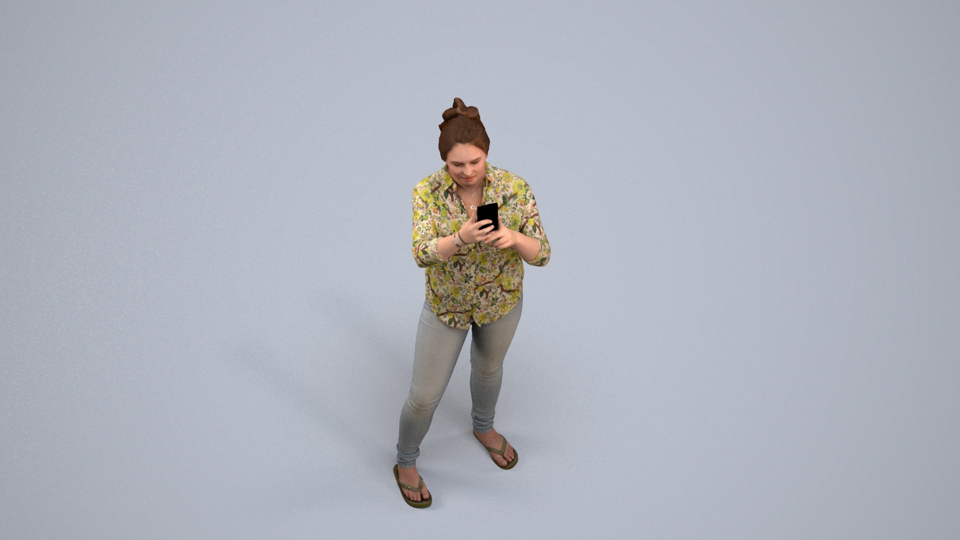 3D people model man casual standing, scanned human for 3ds Max rendering, back view render