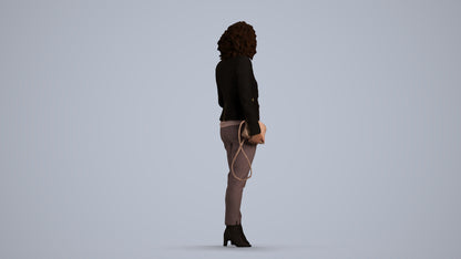 realistic 3D human woman business standing, archviz people FBX OBJ for Blender, front view render