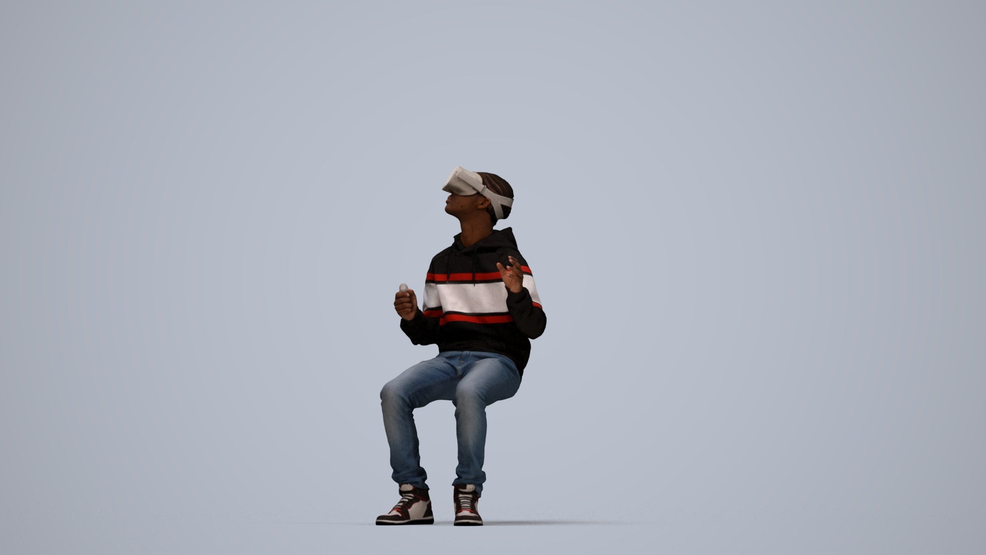 realistic 3D people boy casual kids, render-ready for V-Ray and Corona, FBX OBJ, top-down view render