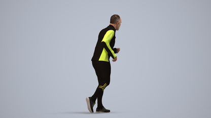 realistic 3D senior man sport, scanned archviz people for Blender and 3ds Max, side view render