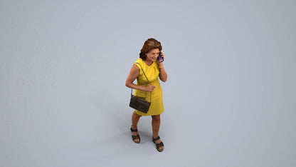 realistic 3D human woman business walking, archviz people FBX OBJ for Blender, back view render