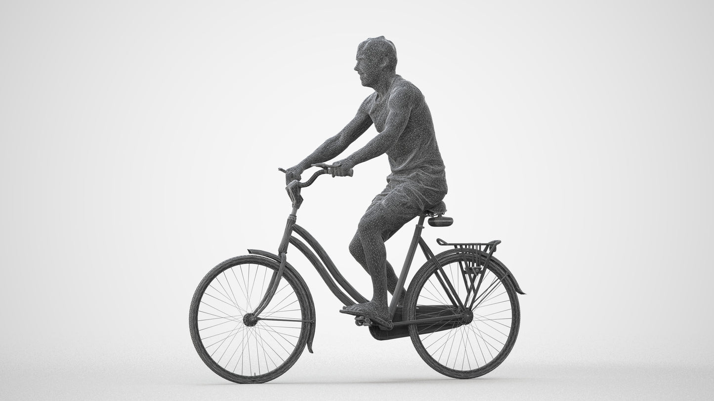 scanned 3D man casual cycling, photogrammetry people for Enscape and V-Ray, square thumbnail