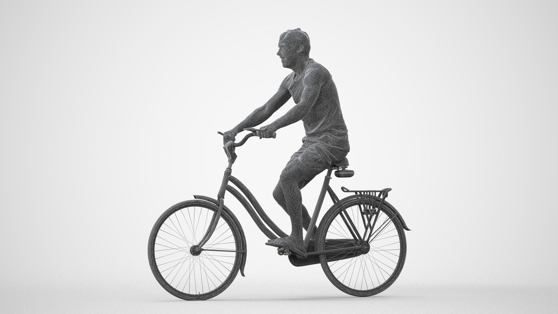 scanned 3D man casual cycling, photogrammetry people for Enscape and V-Ray, square thumbnail