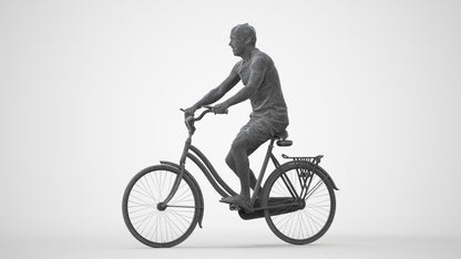 scanned 3D man casual cycling, photogrammetry people for Enscape and V-Ray, square thumbnail