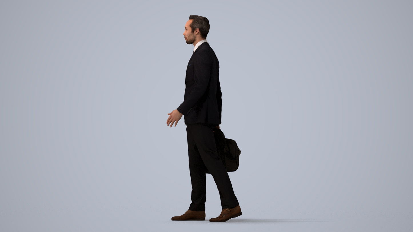 scanned 3D man formal business, photogrammetry people for Enscape and V-Ray, three-quarter view render