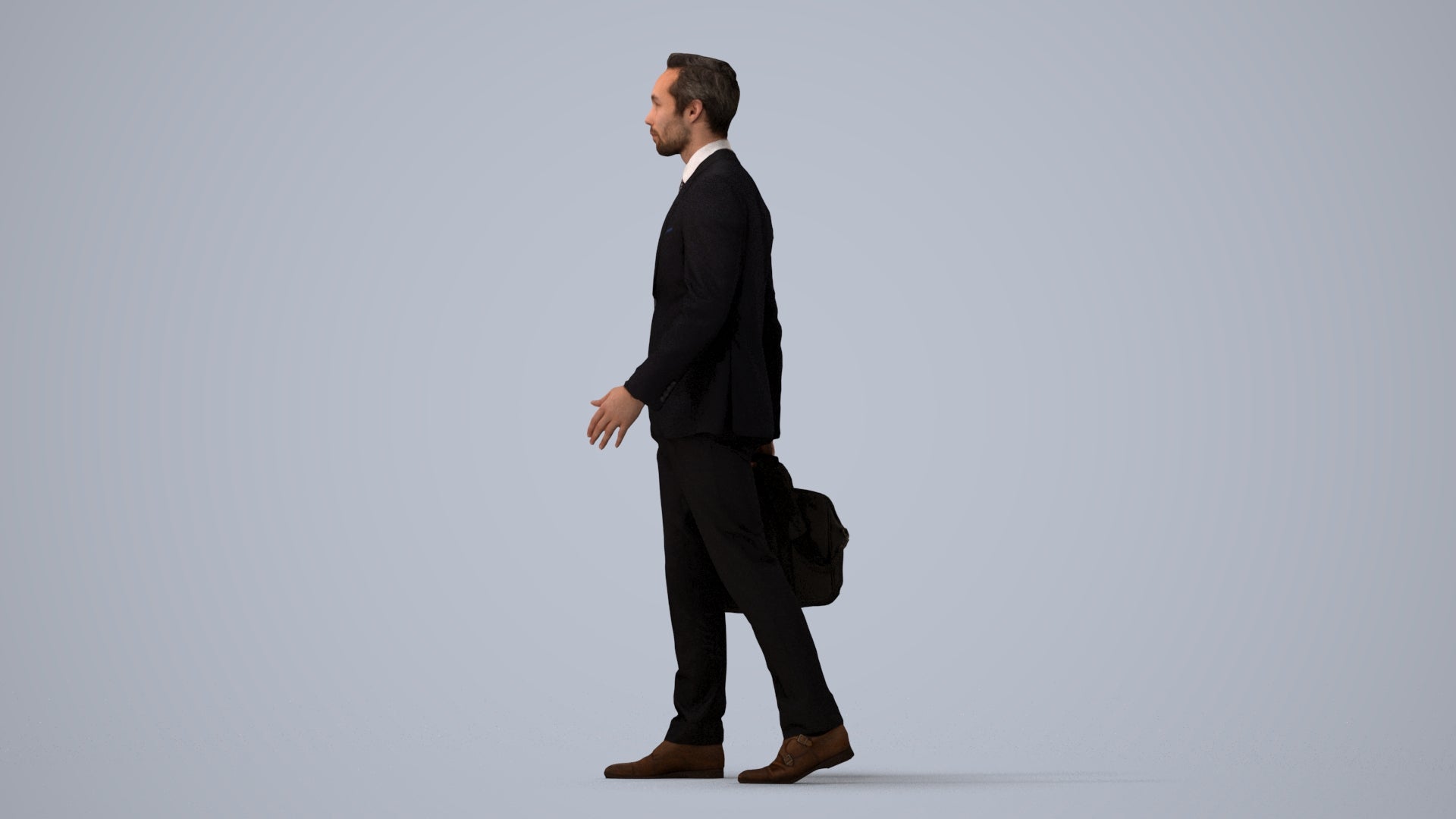 scanned 3D man formal business, photogrammetry people for Enscape and V-Ray, three-quarter view render