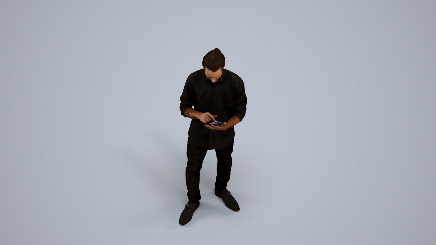 scanned 3D man casual standing, photogrammetry people for Enscape and V-Ray, back view render