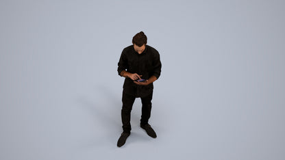 scanned 3D man casual standing, photogrammetry people for Enscape and V-Ray, back view render