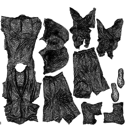 3D people model woman business, scanned human for 3ds Max rendering, wireframe top-down view