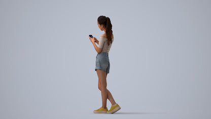 3D people model woman casual standing, scanned human for 3ds Max rendering, three-quarter view render