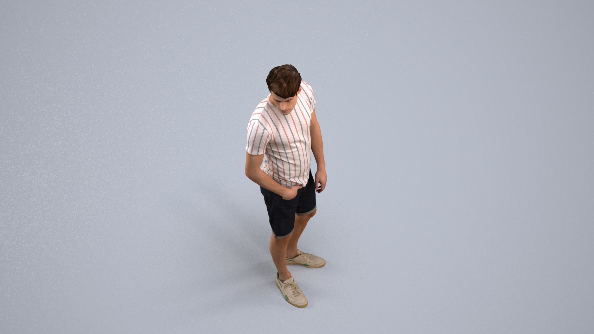 3D scanned man standing casual, photorealistic archviz people for Enscape and SketchUp, back view render