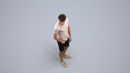 3D scanned man standing casual, photorealistic archviz people for Enscape and SketchUp, back view render