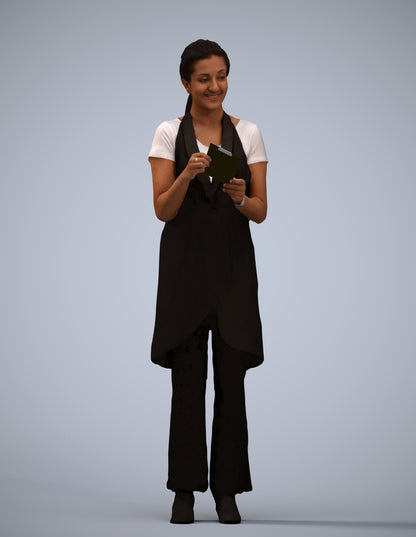 realistic 3D woman hospitality, scanned archviz people for Blender and 3ds Max