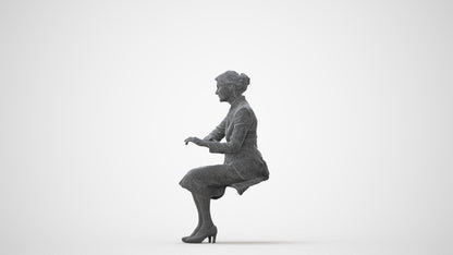 scanned 3D senior woman formal sitting, photogrammetry people for Enscape and V-Ray, square thumbnail
