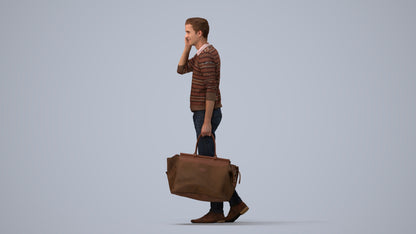photogrammetry 3D man casual standing, realistic human model archviz FBX, three-quarter view render