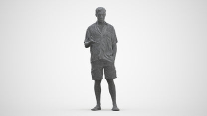 realistic 3D human man casual standing, archviz people FBX OBJ for Blender, three-quarter front view render