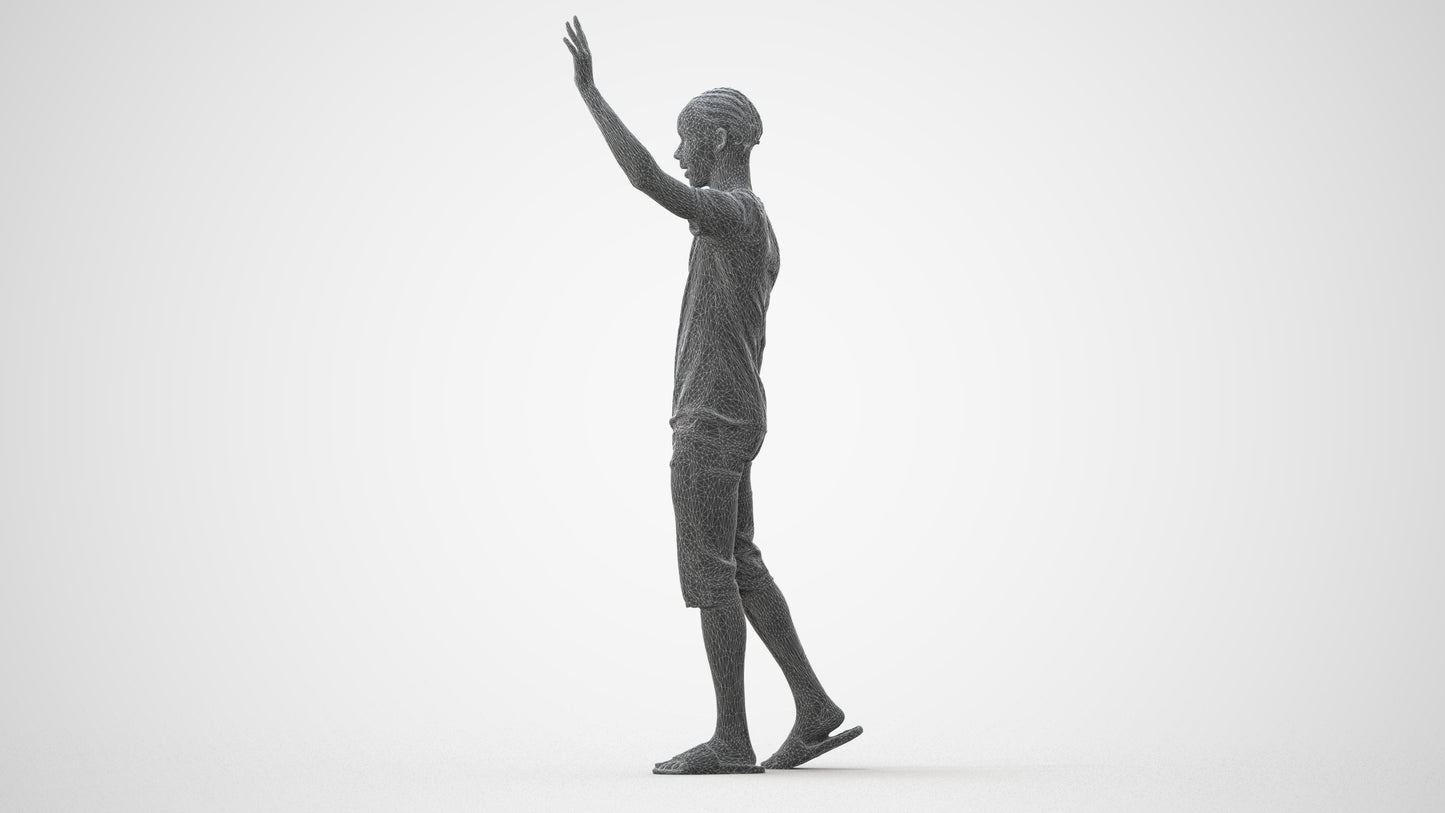 realistic 3D human boy casual kids, archviz people FBX OBJ for Blender, square thumbnail