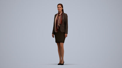 realistic 3D human woman business, archviz people FBX OBJ for Blender, standing pose render