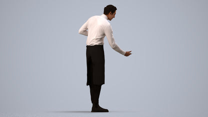 realistic 3D man hospitality, scanned archviz people for Blender and 3ds Max, side view render