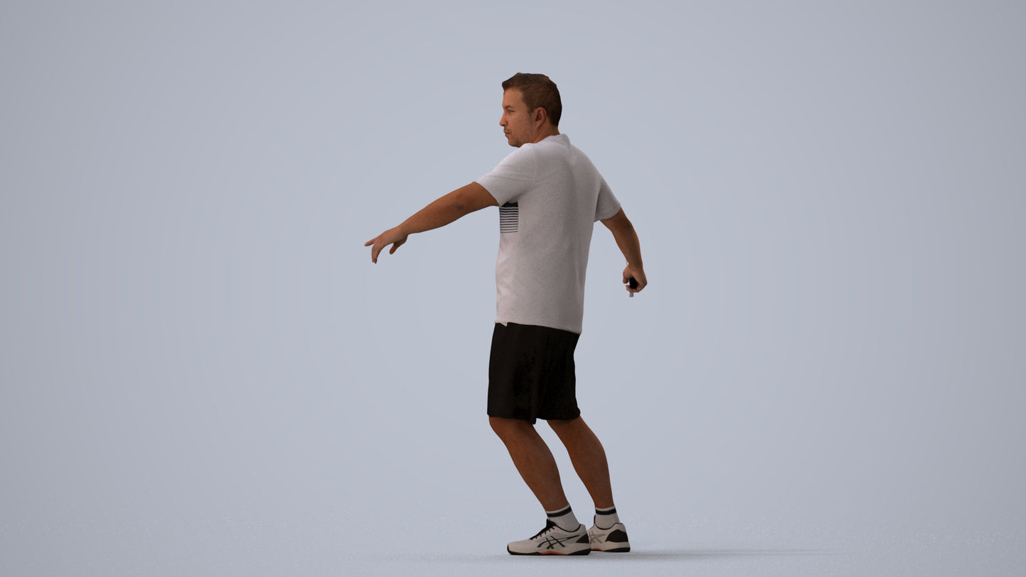 photogrammetry 3D man sport, realistic human model archviz FBX, three-quarter view render