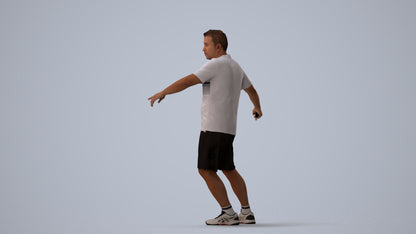 photogrammetry 3D man sport, realistic human model archviz FBX, three-quarter view render