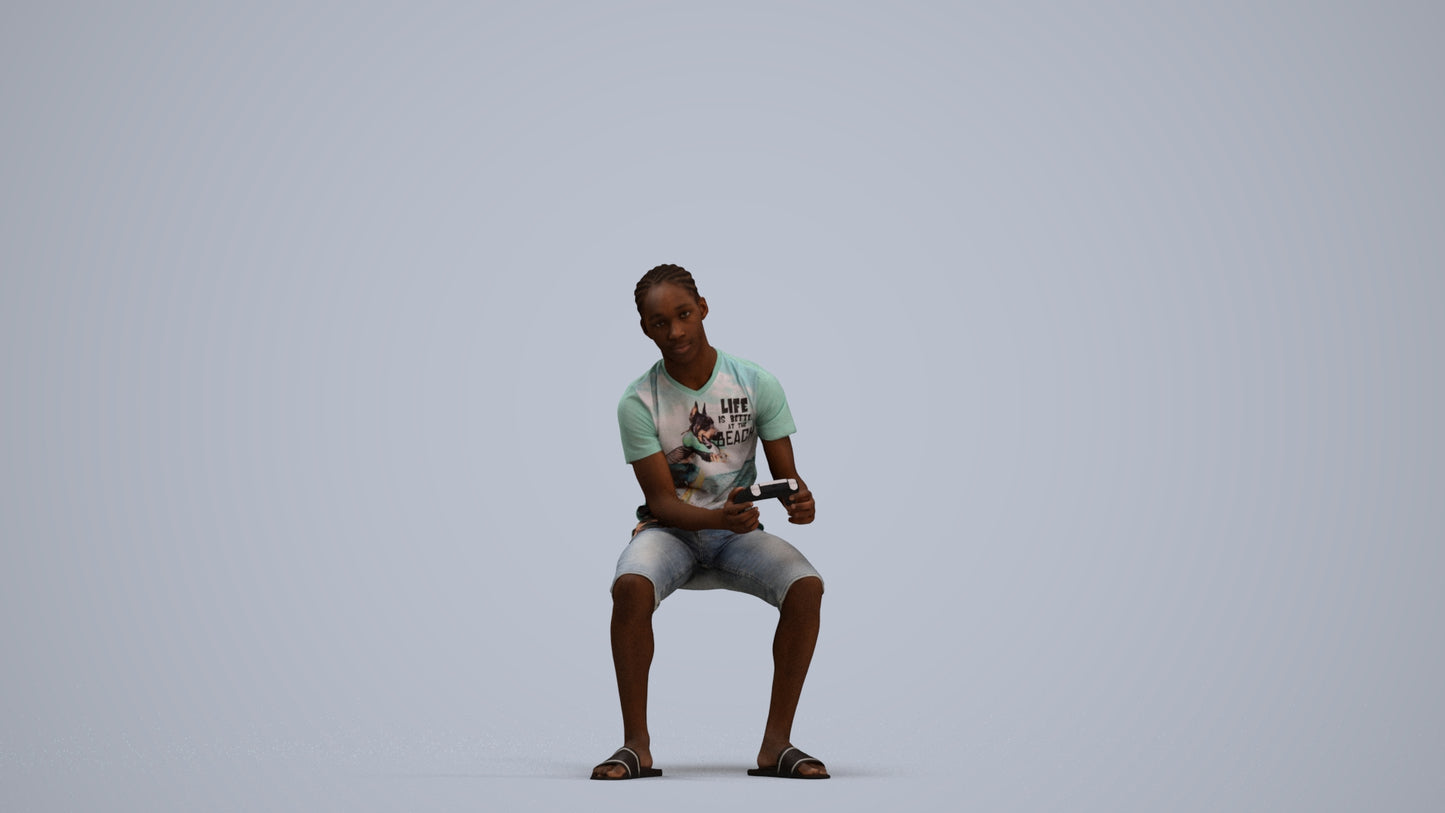 photogrammetry 3D boy casual kids, realistic human model archviz FBX, standing pose render