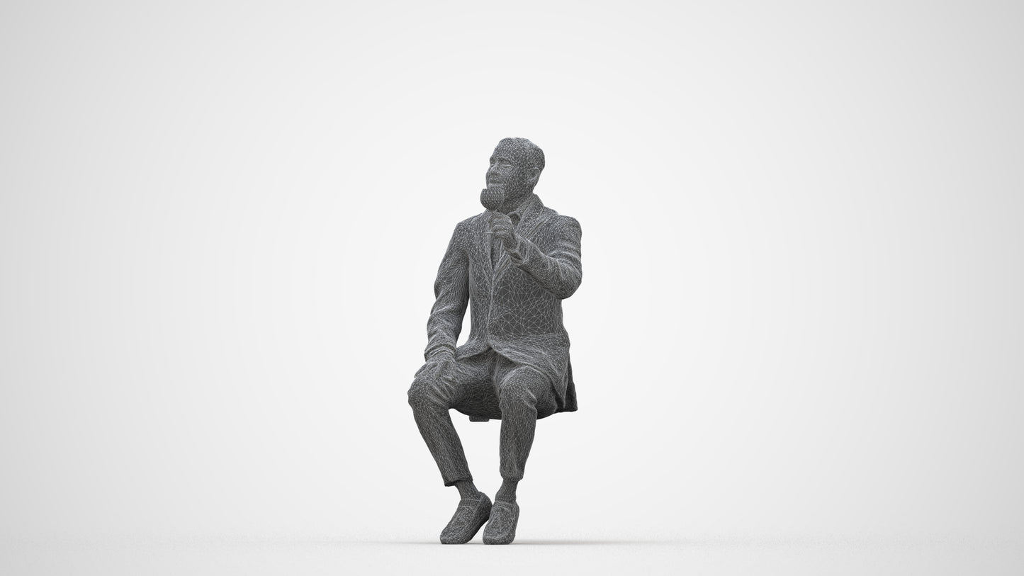 scanned 3D man casual cycling, photogrammetry people for Enscape and V-Ray, wireframe back view