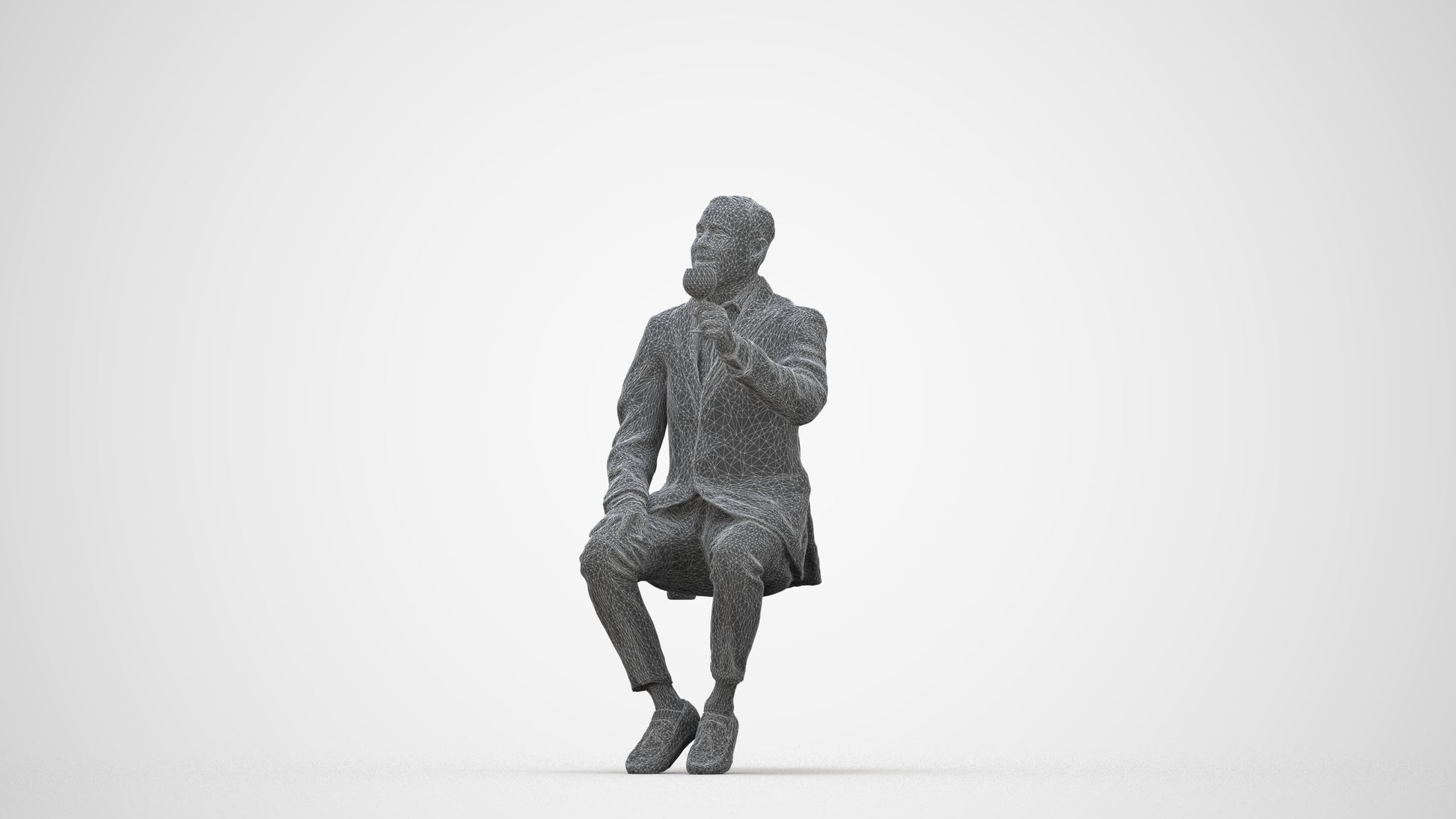 scanned 3D man casual cycling, photogrammetry people for Enscape and V-Ray, wireframe back view