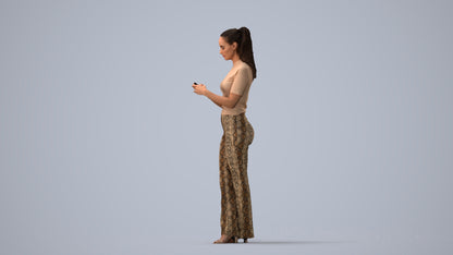 scanned 3D woman casual standing, photogrammetry people for Enscape and V-Ray, three-quarter view render