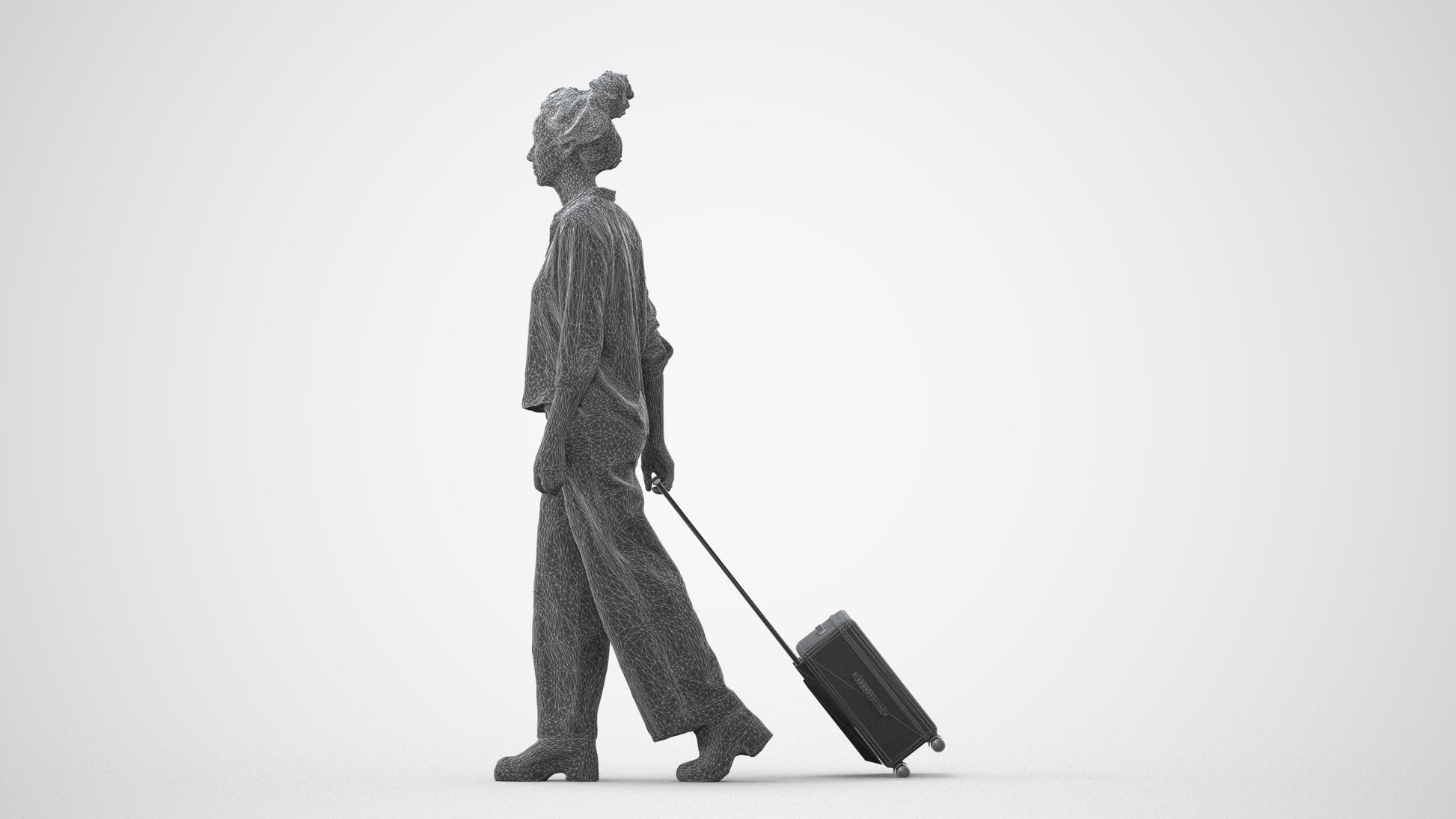 photogrammetry 3D woman casual walking, realistic human model archviz FBX, square thumbnail