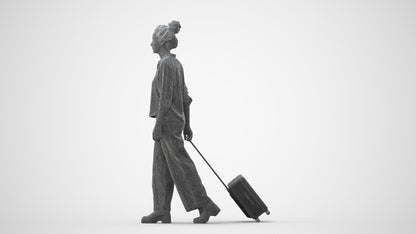 photogrammetry 3D woman casual walking, realistic human model archviz FBX, square thumbnail
