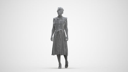 scanned 3D woman business walking, photogrammetry people for Enscape and V-Ray, three-quarter front view render