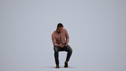 3D people model man casual sitting, scanned human for 3ds Max rendering, standing pose render