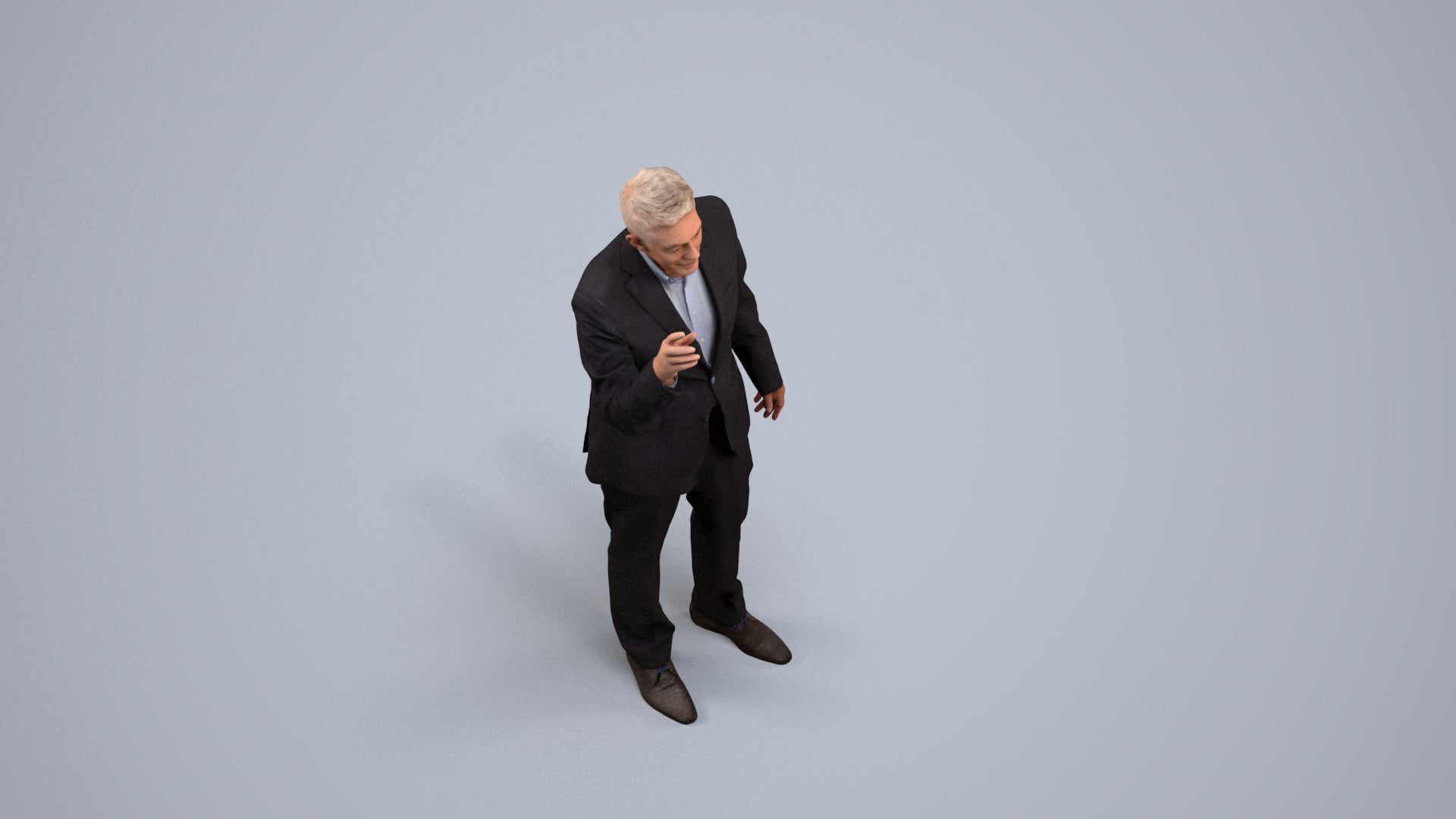 scanned 3D senior man business, photogrammetry people for Enscape and V-Ray, back view render