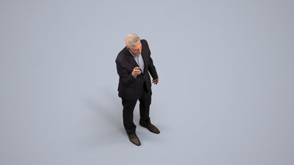 scanned 3D senior man business, photogrammetry people for Enscape and V-Ray, back view render