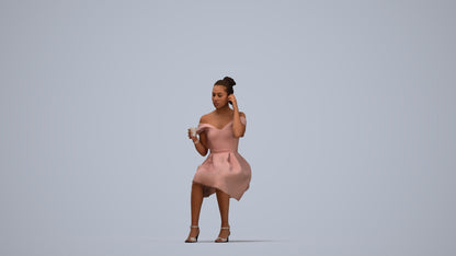3D scanned woman formalaffairs formal, photorealistic archviz people for Enscape and SketchUp, top-down view render