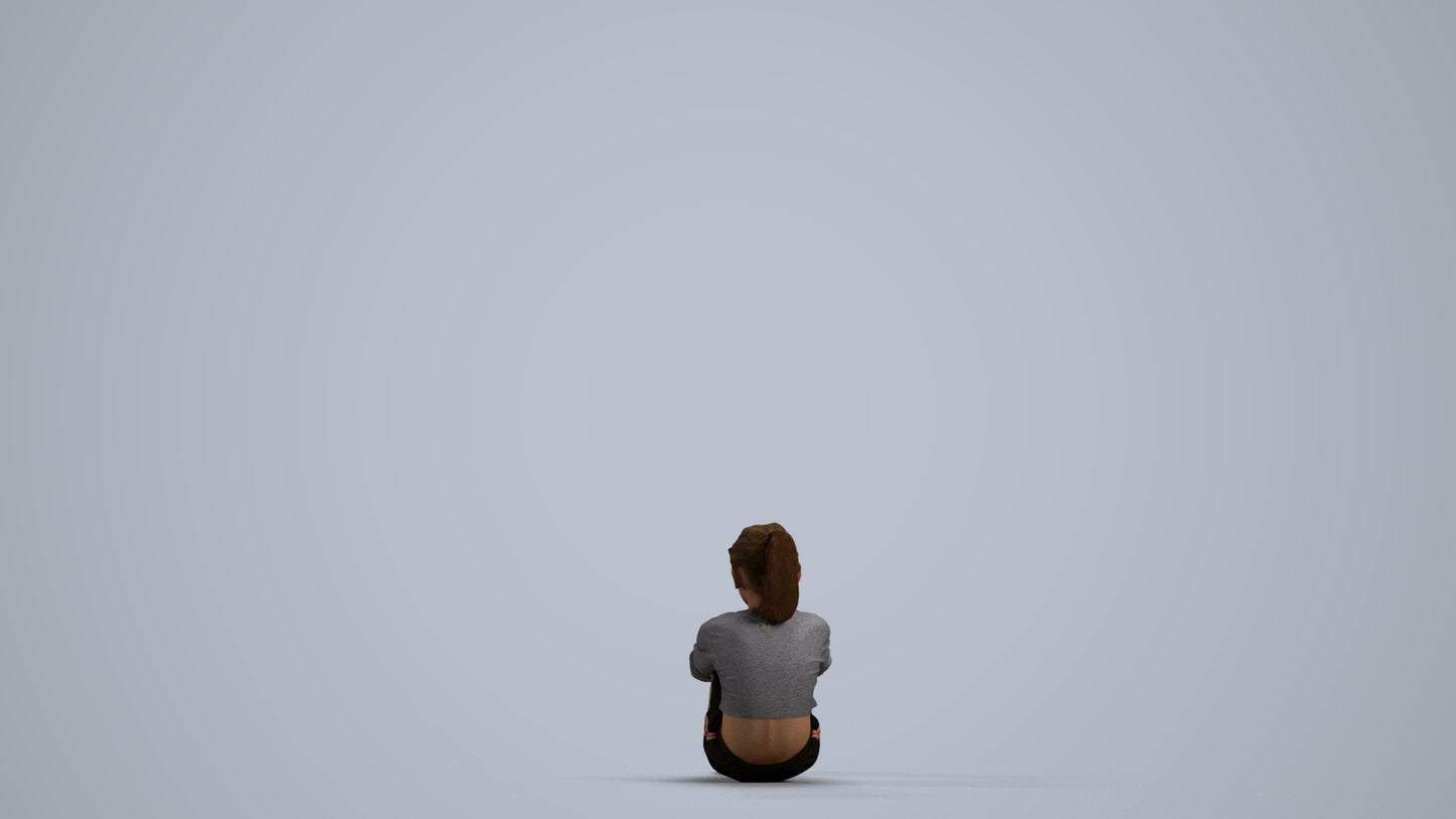 realistic 3D girl casual kids, scanned archviz people for Blender and 3ds Max, front view render