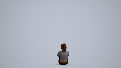 realistic 3D girl casual kids, scanned archviz people for Blender and 3ds Max, front view render