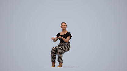 3D scanned woman sitting casual, photorealistic archviz people for Enscape and SketchUp, top-down view render