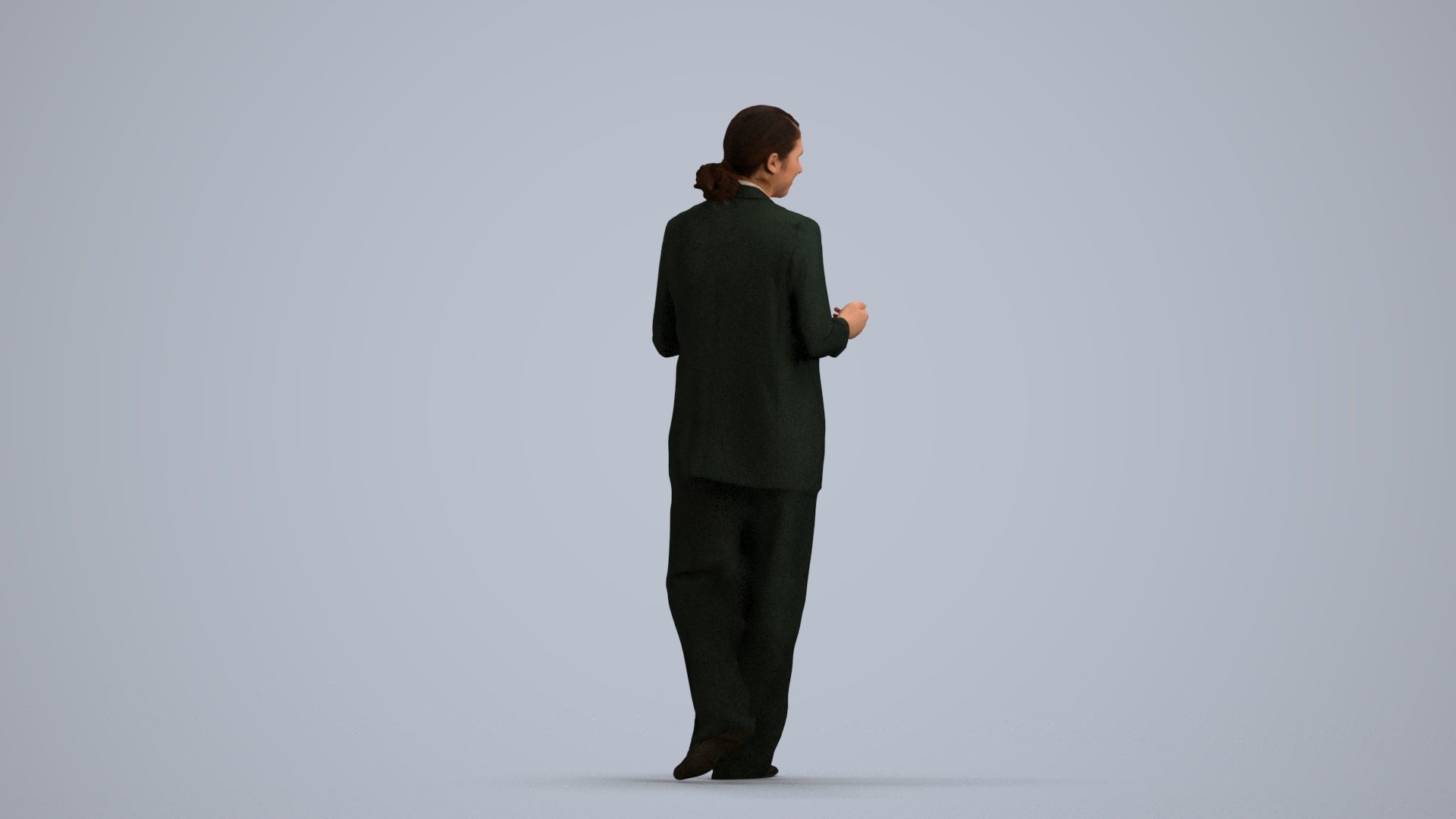 3D people model woman business walking, scanned human for 3ds Max rendering, front view render