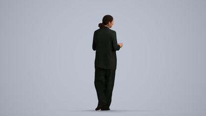 3D people model woman business walking, scanned human for 3ds Max rendering, front view render
