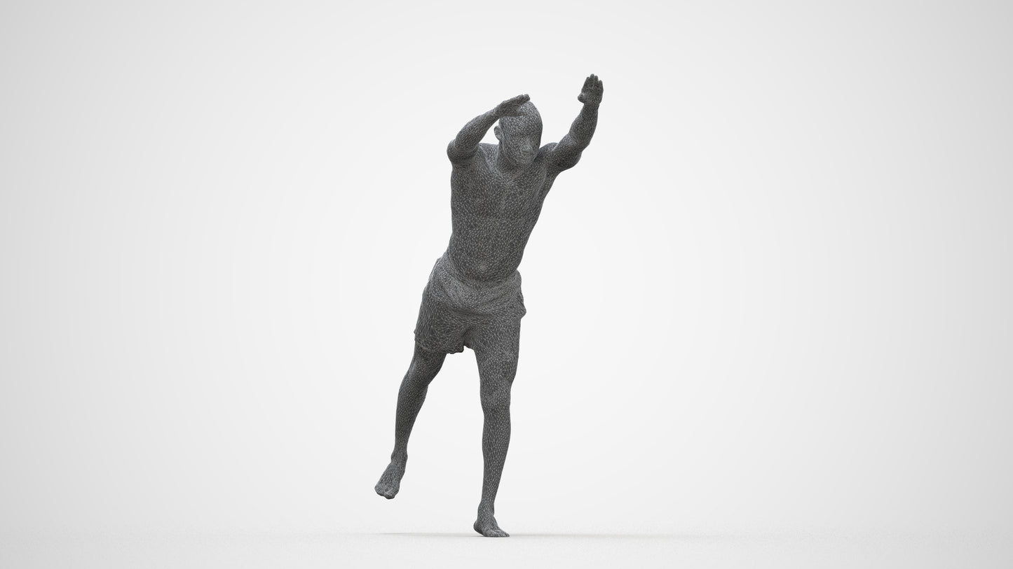 3D people model man pool, scanned human for 3ds Max rendering, wireframe back view