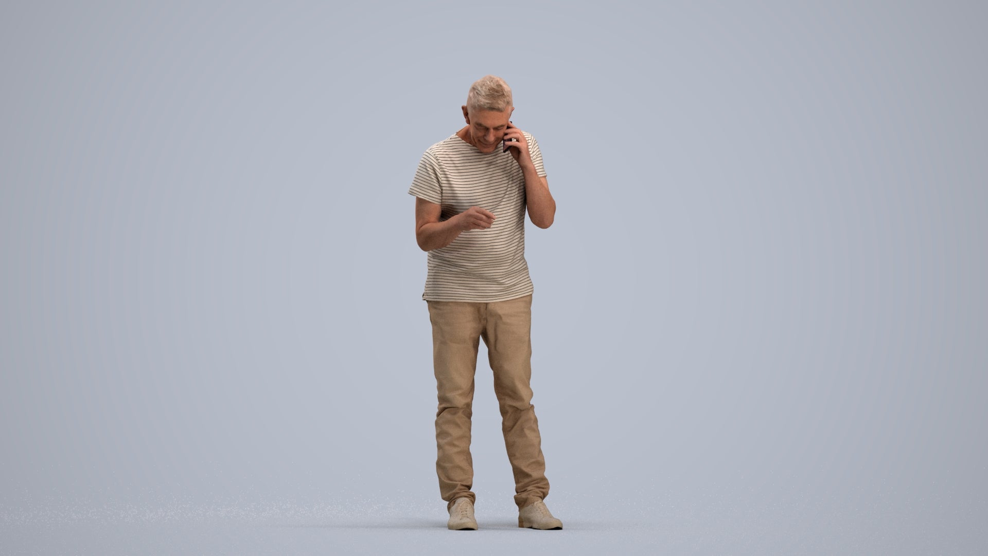realistic 3D people senior man casual standing, render-ready for V-Ray and Corona, FBX OBJ, standing pose render