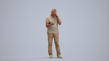 realistic 3D people senior man casual standing, render-ready for V-Ray and Corona, FBX OBJ, standing pose render