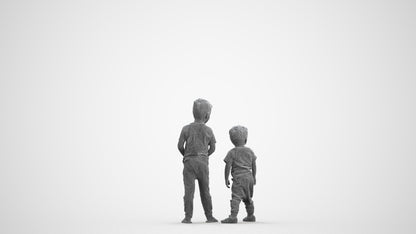 realistic 3D human boy casual kids, archviz people FBX OBJ for Blender, wireframe front view