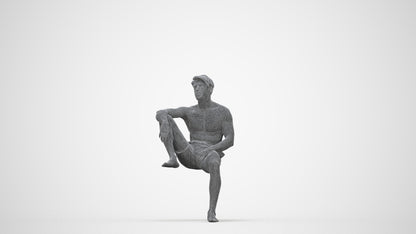 realistic 3D people man pool, render-ready for V-Ray and Corona, FBX OBJ, wireframe back view